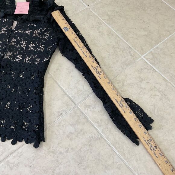 Womens Victorian Steampunk Lace Top sz. M Black High Neck Whimsigoth Fairy zips - Picture 4 of 14